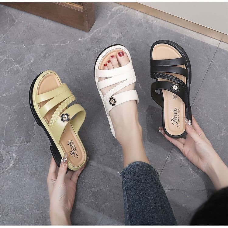New Wholesale Fashionable Women's High-Heeled Slippers for Summer Outer Wear Thick-Soled Fashion Home Soft-Soled Mom Sandals