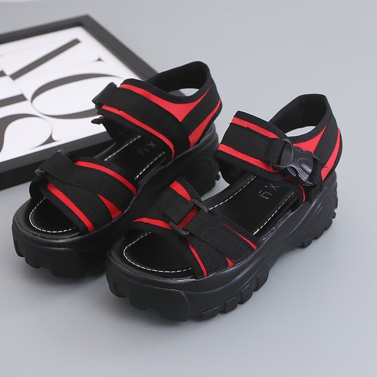 2022 Summer New Platform Height Increasing Casual Women's Shoes Velcro Women's Muffin Student Sports Sandals Women Wholesale