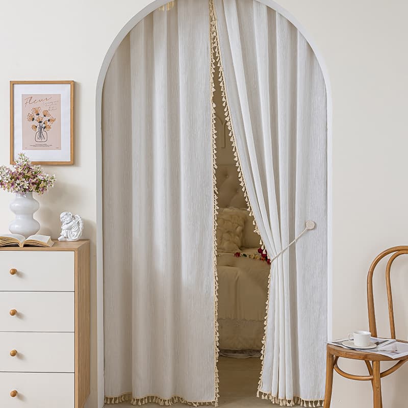 New Arrival French Vintage Lace Curtain No-Drilling Bedroom Arch Door Curtain Partition Sheer Curtain Factory Wholesale