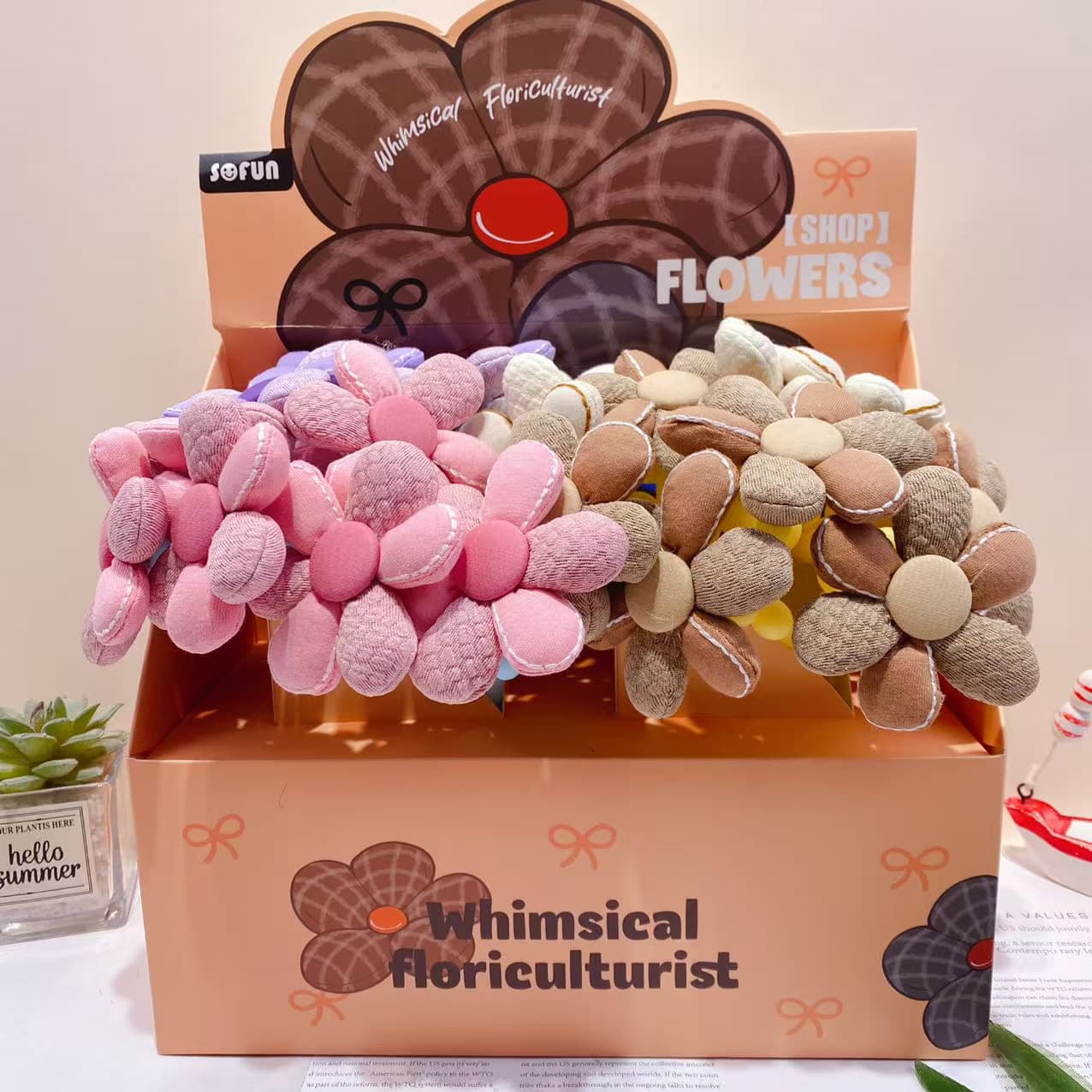 New creative fabric flower gel pen cute colorful flower silicone high-value rocking pen signature pen water-based pen
