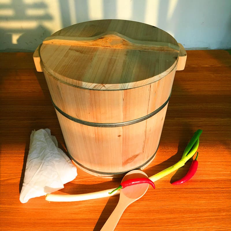 Wooden Bucket Rice Steamer Commercial Kitchen High-end Tool, Large Round Taiwanese Purple Rice Bucket for Stalls and Restaurants