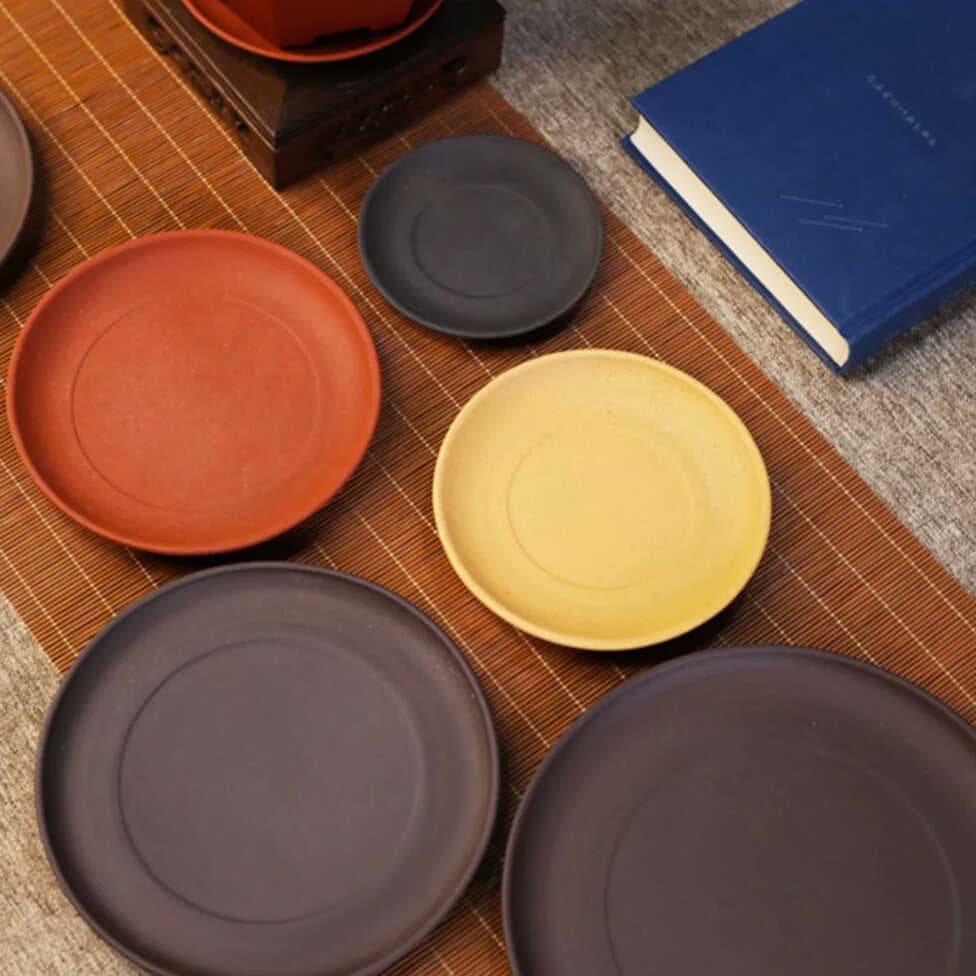 Authentic Yixing Purple Clay Plant Pot Trays, Water Catchment Dishes for Bonsai and Orchid Pots