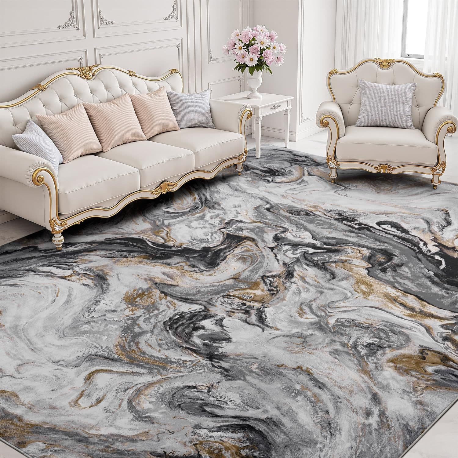 Amazon TEMU best-selling marble pattern crystal velvet floor mats for home living rooms covered with stain-resistant and easy-care carpets