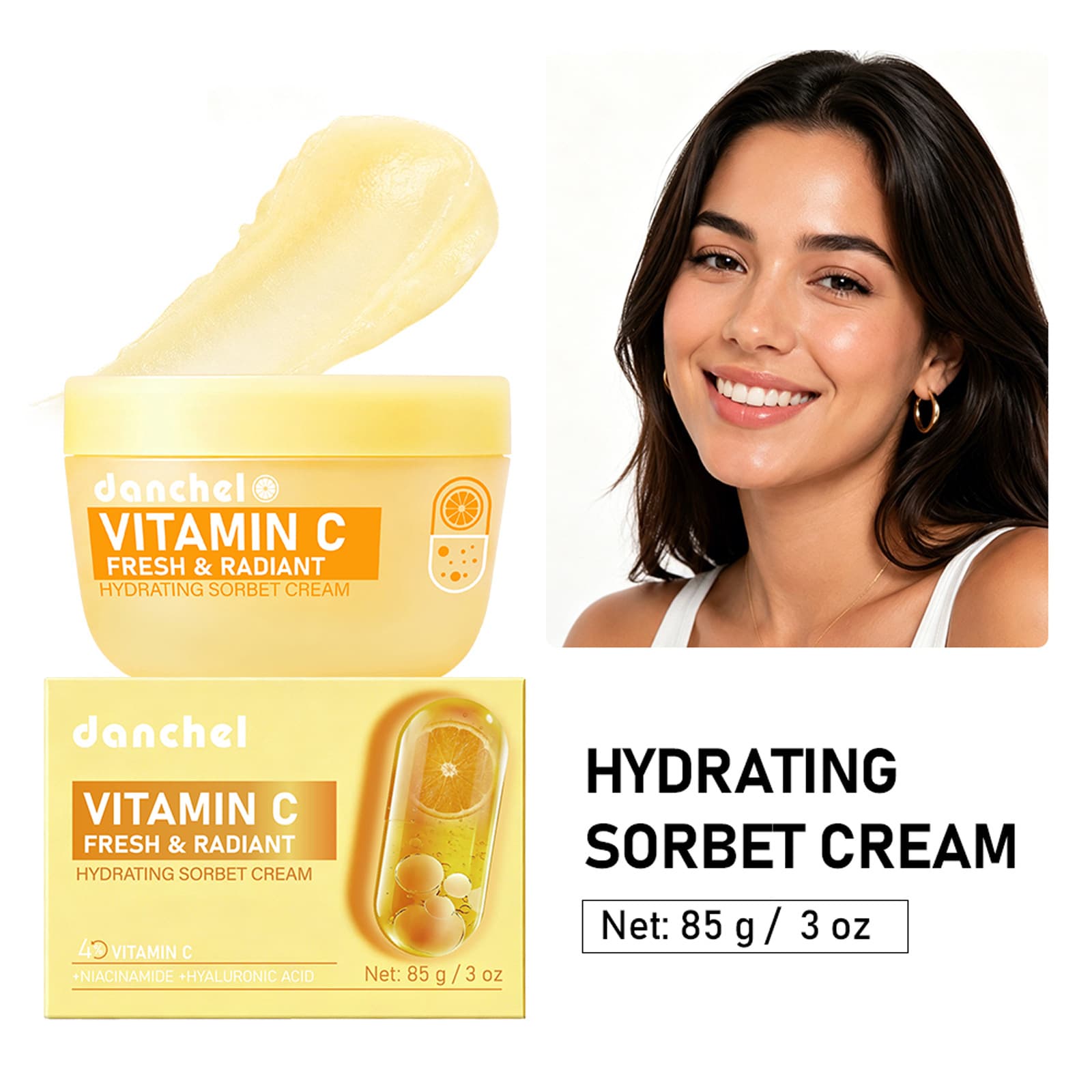 Cross-border danchel vitamin c matte light ban moisturizing cream moisturizing and rejuvenating care refreshing non-sticky cream