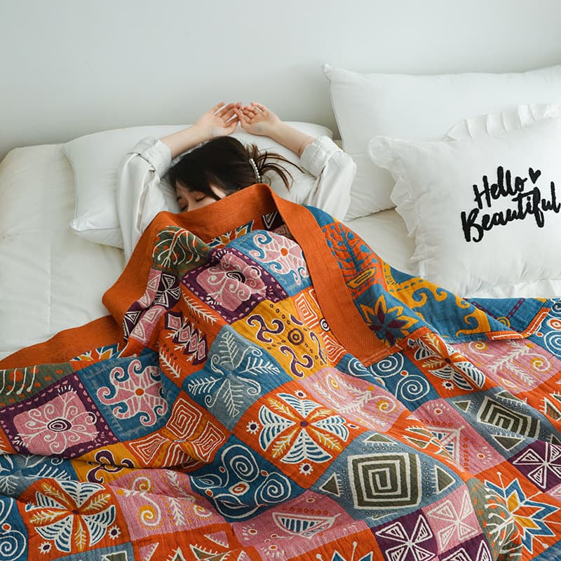 Towel blankets all-cotton wholesale, foreign trade five-layer gauze single and double summer air-conditioned blankets, summer cool air-conditioned quilts