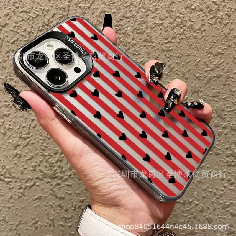 Striped love for Apple 15 color silver iPhone14pro creative 11promax matte 16 protective cover 17