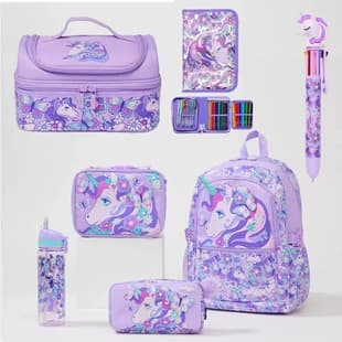 Australia Smiglge Purple Unicorn Backpack for Kids, Extra Large Capacity Double Shoulder Bag, Student Cartoon Casual Bag