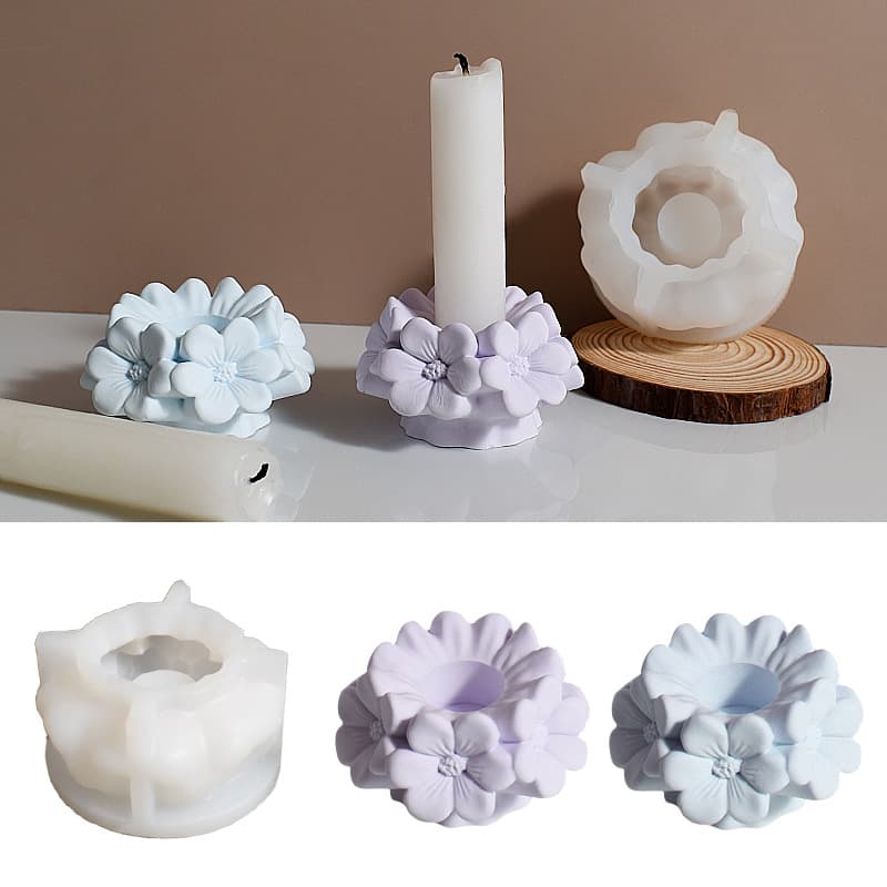 Flower Petal Cherry Blossom Scented Candle Holder Silicone Mold - Epoxy Resin DIY Flower Candle Base Plaster Mold