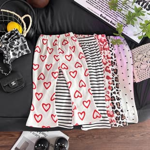 Girls' Leggings for Autumn and Winter, Korean Style Children's Leggings for Toddlers and Kids, Flared Pants, Flat Waist Warm Girls' Micro Flare Pants