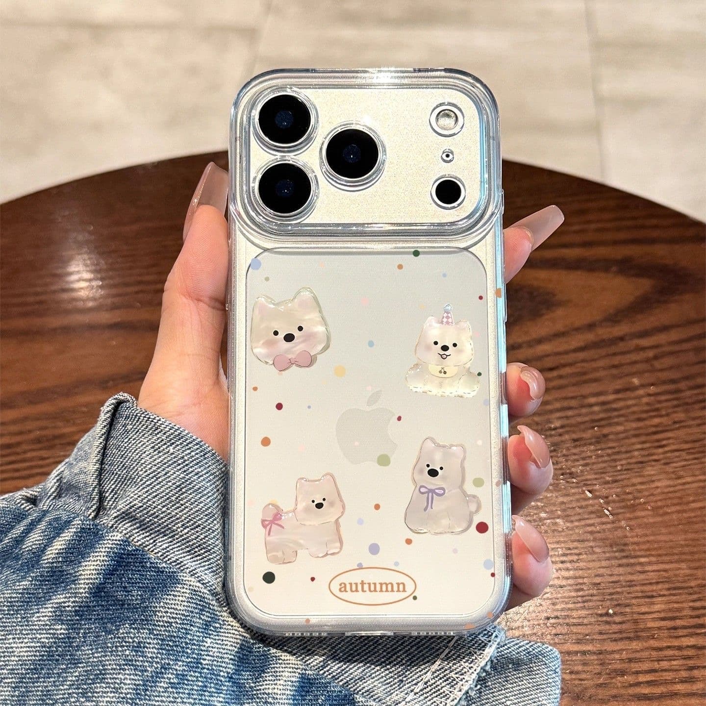 Polka Dot Puppy Case for iPhone 17 Pro Max, Apple 16 Pro, Soft for 15/14/13, iPhone 17 Pro