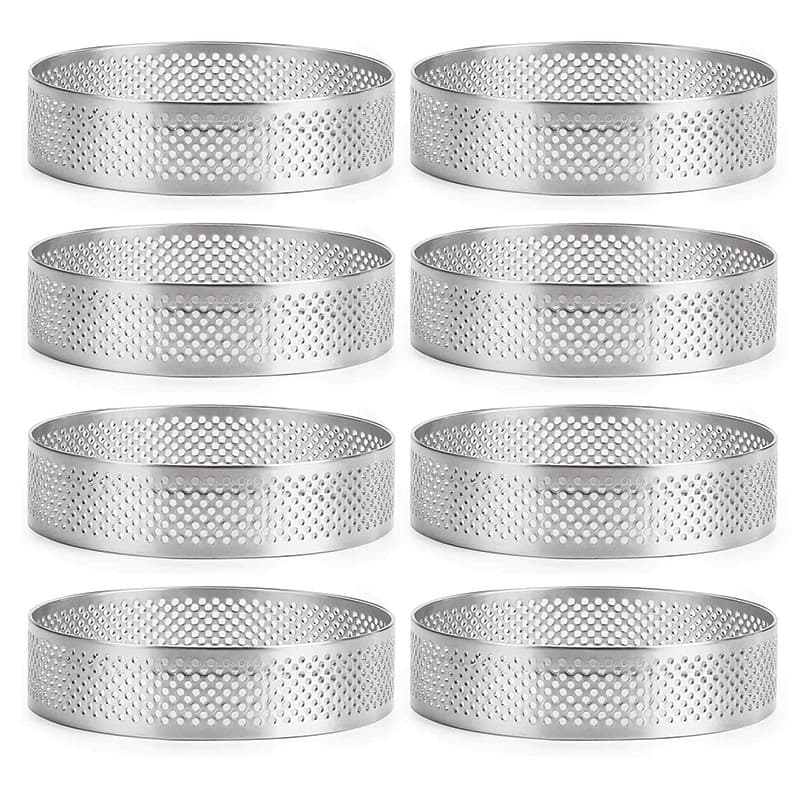 In Stock 304 Stainless Steel Perforated Tart Ring, Round Mousse Ring Cake Mold, Home French Cheese Tart Cake Ring