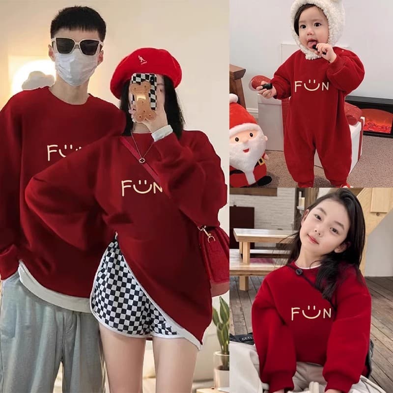 2024 Early Autumn New Family Matching Hoodies for Three, Long Sleeve Baby Bodysuits Round Neck Loose Fit