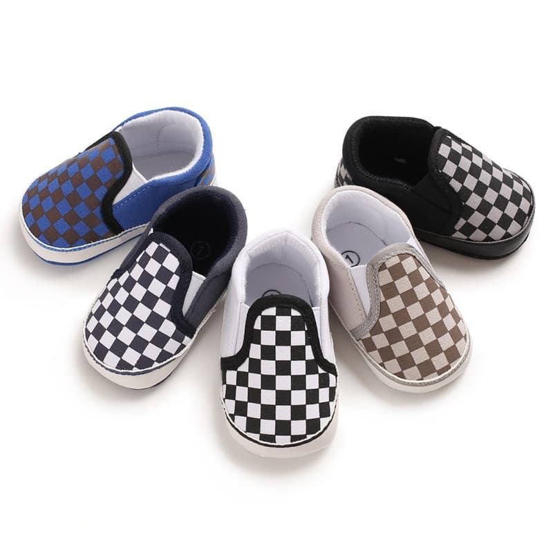 Classic Plaid 0-1 Year Baby Walking Shoes, Comfortable Non-Slip Casual Shoes, Spring and Autumn Baby Shoes