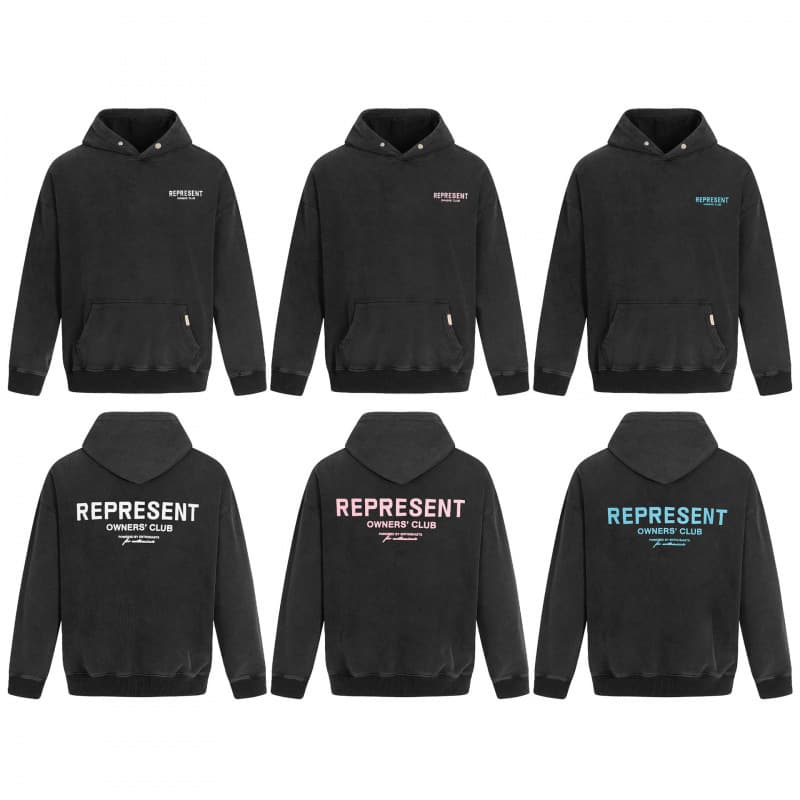 American Style Couple Hoodie High Street REPRESENT Classic Washed Distressed Printed Letter Casual Loose Pullover