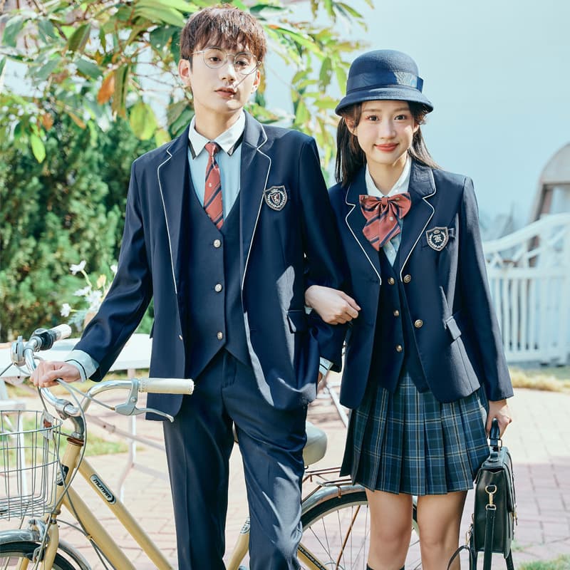 Unisex College Style High School Suit Set Graduation Class Uniform Three-Piece Suit School Blazer Uniform