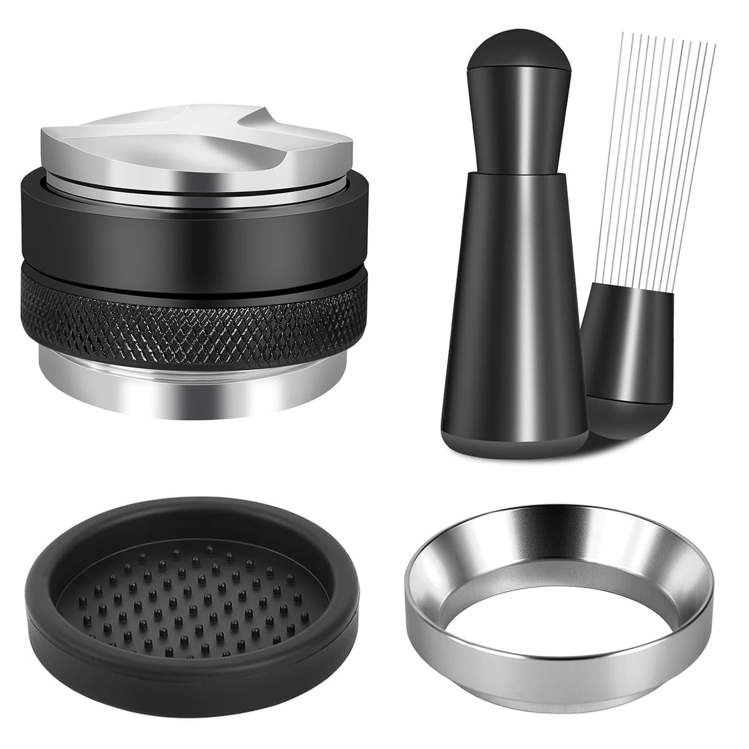 Coffee machine double-head powder hammer stainless steel powder press powder distributor coffee pad magnetic powder ring accessories set