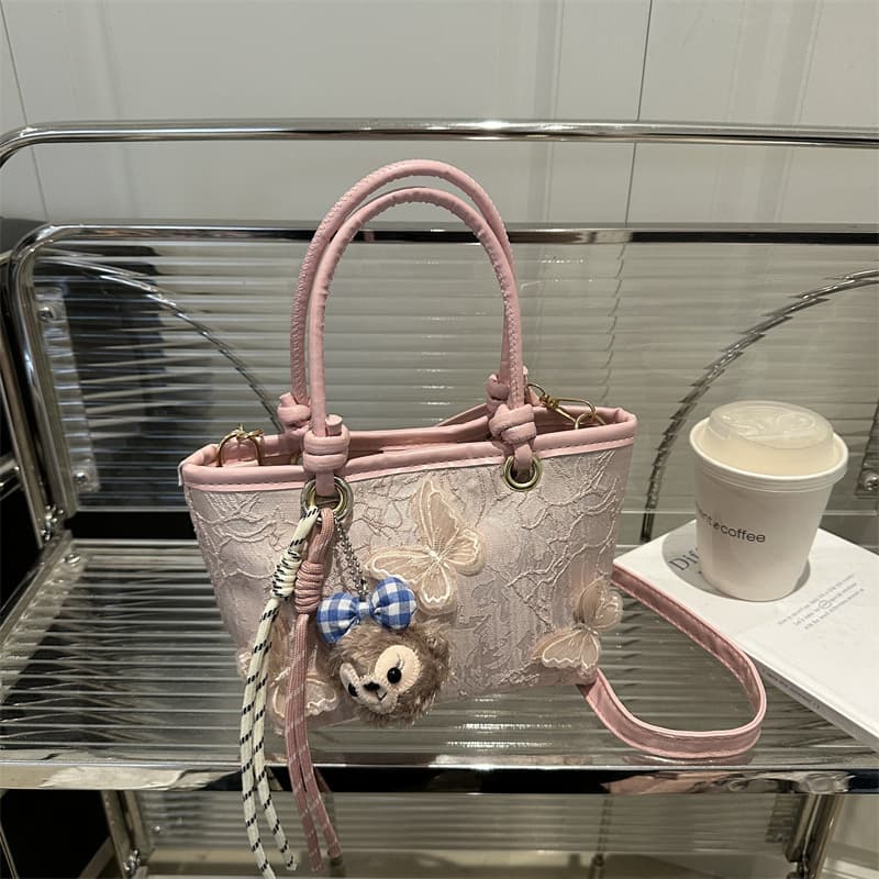 New Chinese style butterfly embroidered small bag, fashionable and casual bucket bag, simple texture, ladies simple shoulder crossbody bag