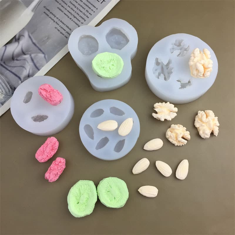 Simulation Kiwi Slice Almond Walnut Jujube Silicone Mold DIY Fondant Cake Chocolate Decoration Baking