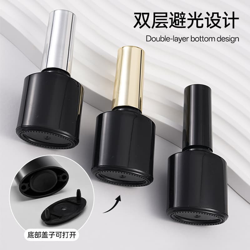 Cross-border 5ml Nail Polish Plastic Sealed Bottle PE Material Gel Polish Double-layer Flat Bottle with Brush Nail Polish Refill