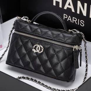 2026 New Style Chanel-Style Diamond Quilted Chain Bag Women's Genuine Leather Shoulder Crossbody Bag Versatile Star Buckle Lunch Box Bag Handbag