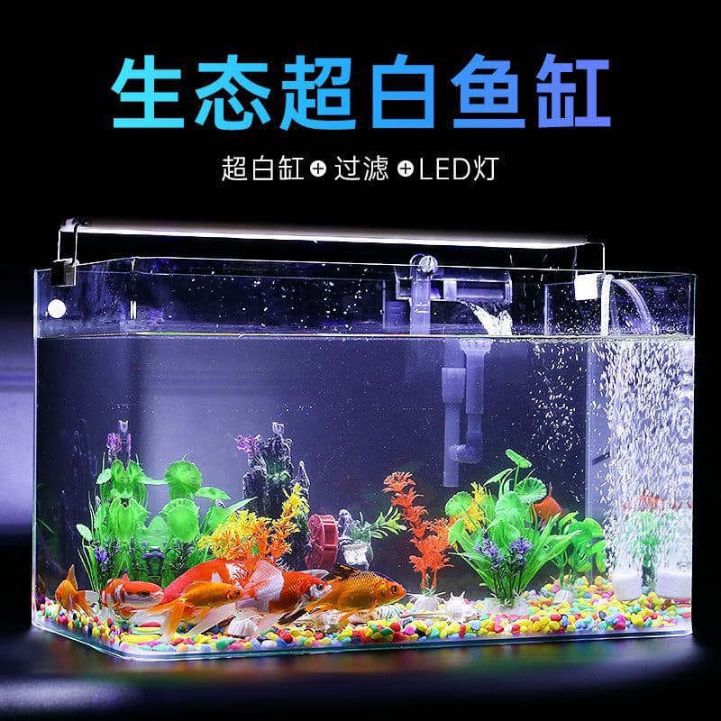 Aquarium Fish Tank, Transparent Curved Glass, Goldfish Tank, Living Room Balcony Home Decoration, Small and Medium Sized Desktop Ecological Tank