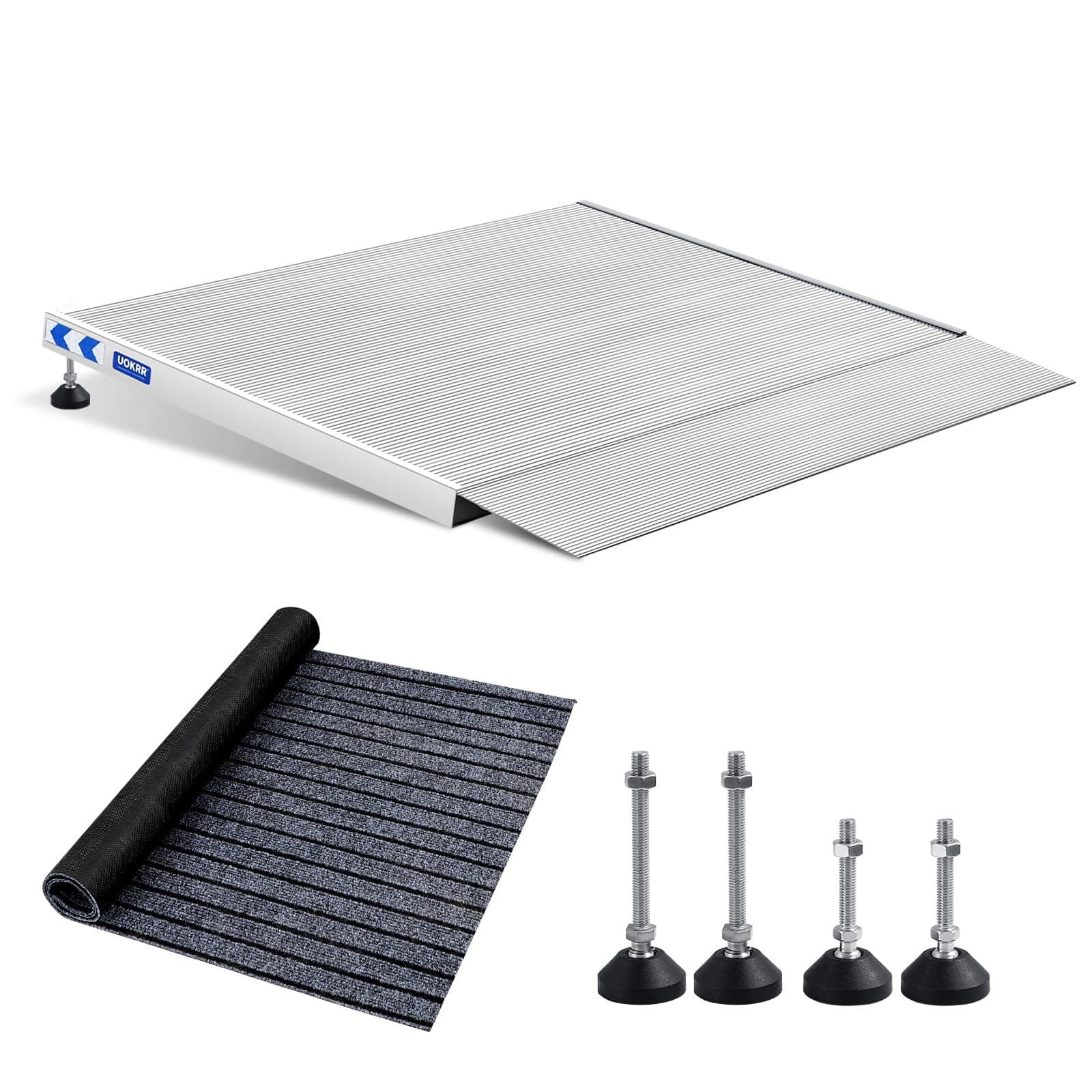 Aluminum Threshold Ramp for Wheelchairs, 3-5.5" Rise Doorway Ramp