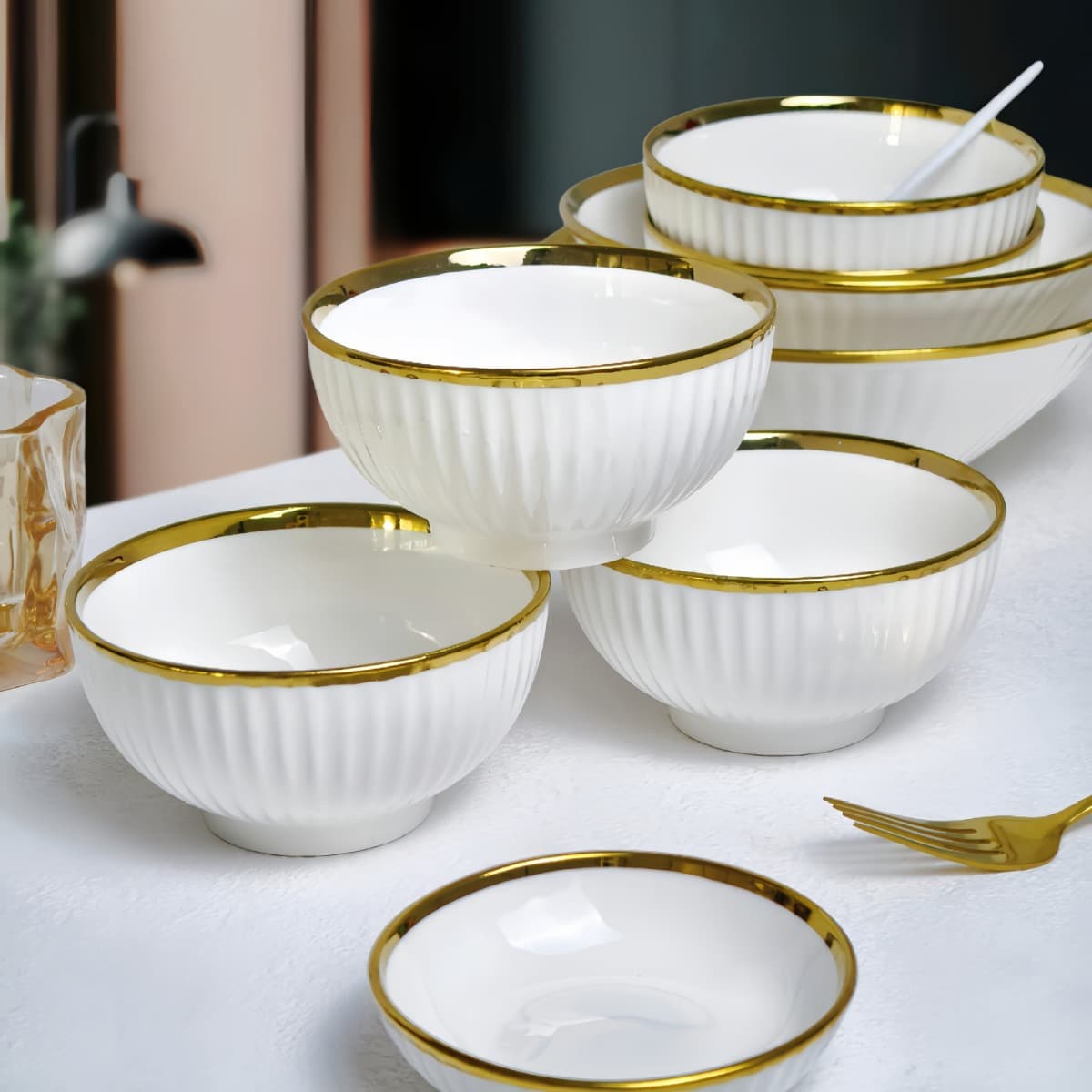 Simple Rimmed Household Ceramic Bowls, Plates, Steak Plates, Fish Plates, Conical Bowls, Rice Bowls, Noodle Bowls, Square Plates, Dessert Plates