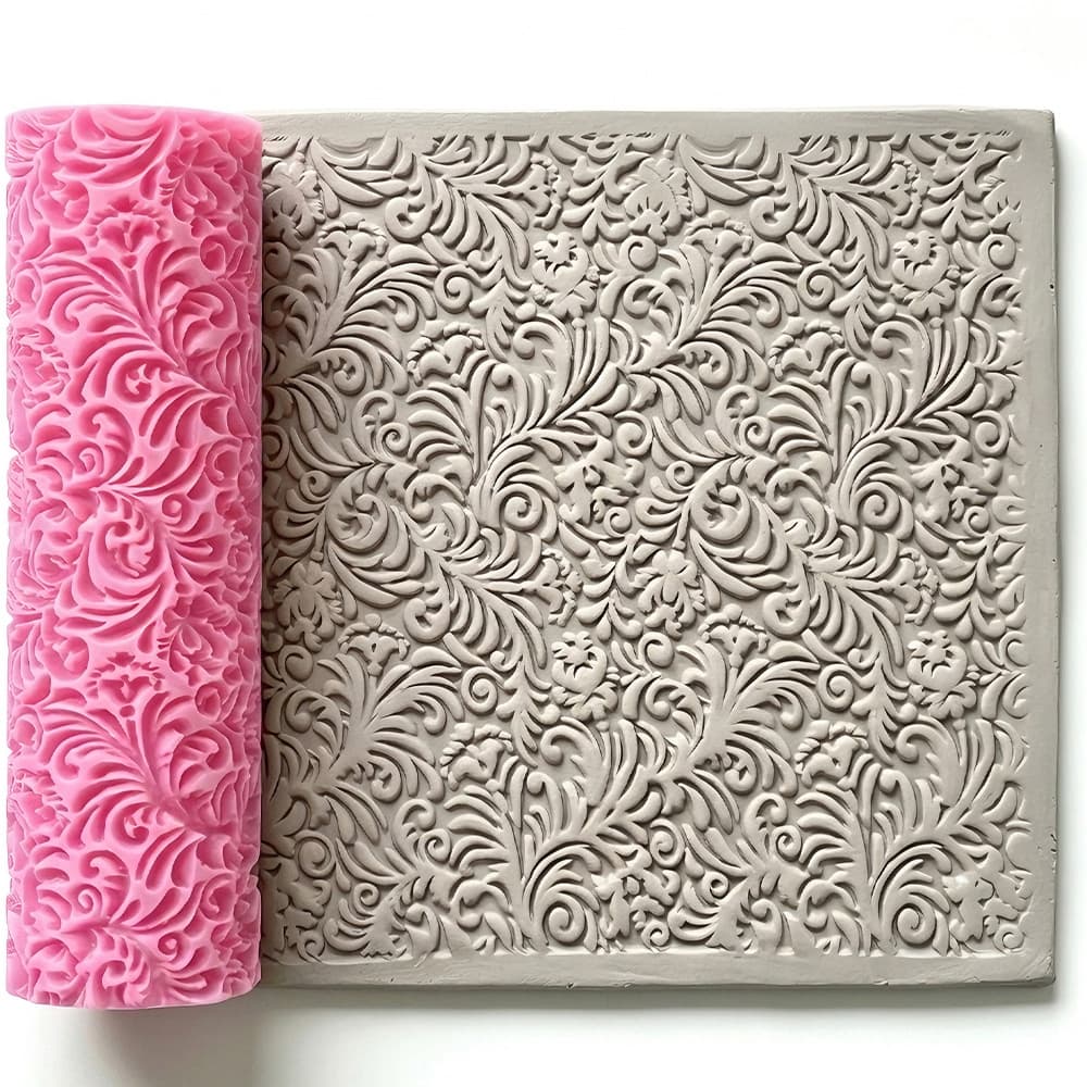 3D printing polymer clay ceramic texture roller vine flower soft pottery scroll rolling pin clay impression