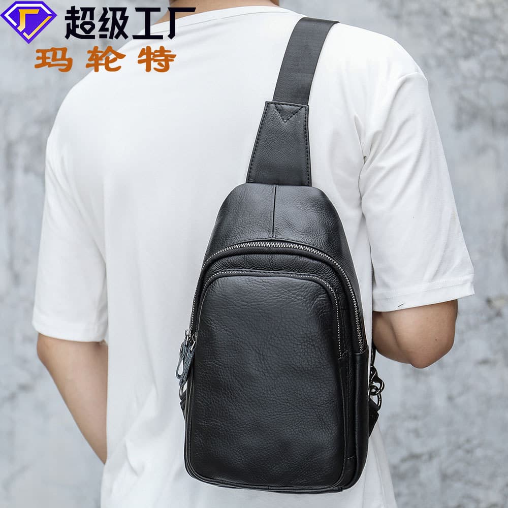 Marque New Genuine Leather Men's Chest Bag CasualVintagecow Leather Crossbody Small Bag Trendychest Bag In Stock