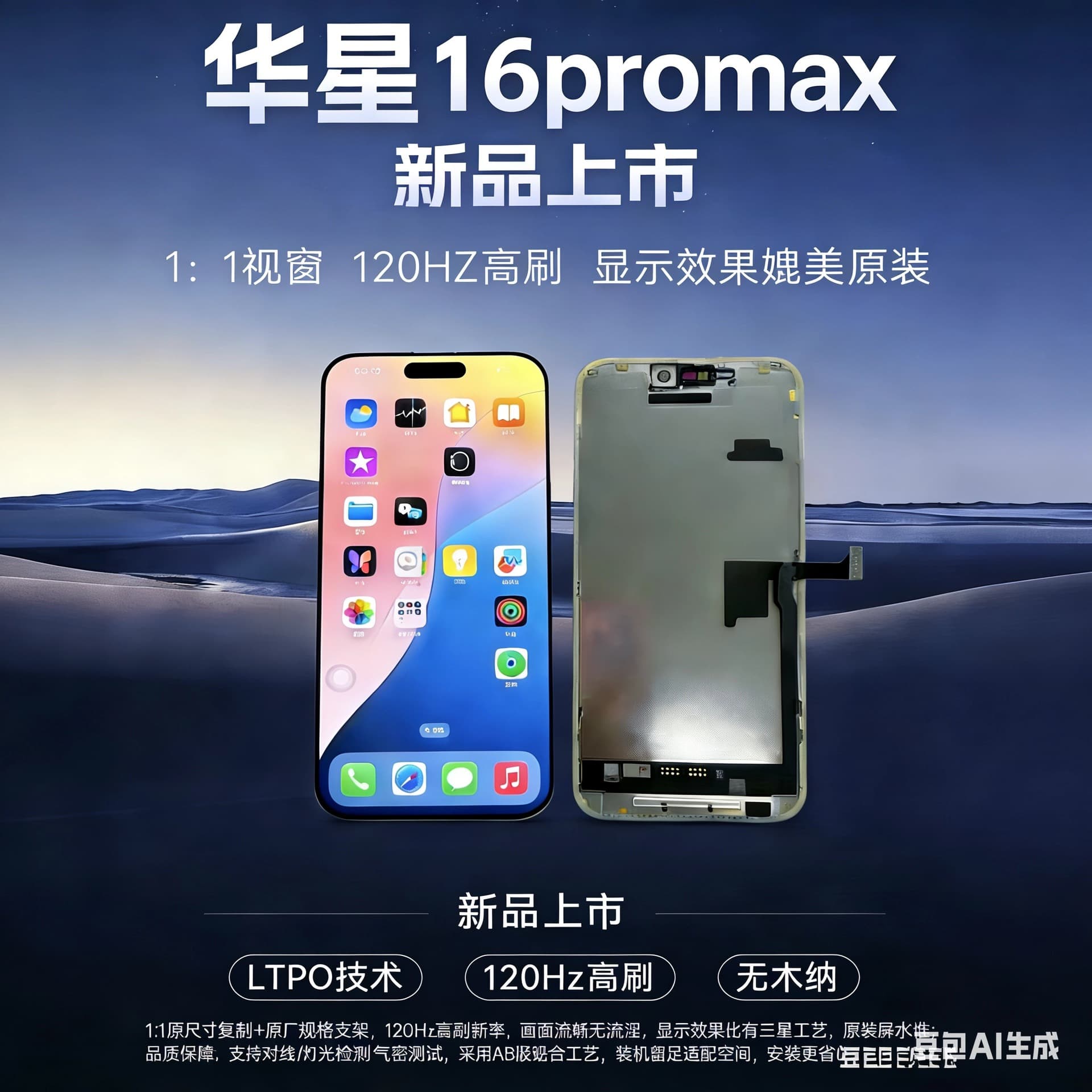 Flexible OLED Screen Assembly for iPhone 13, 16, 15 Pro Max, 17 Pro Max, 14 Pro Max - Huaxing