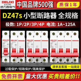 Delixi Air Switch Circuit Breaker DZ47S 1P Household 2P Single/Three-Phase 380V Small 3P 4P Miniature