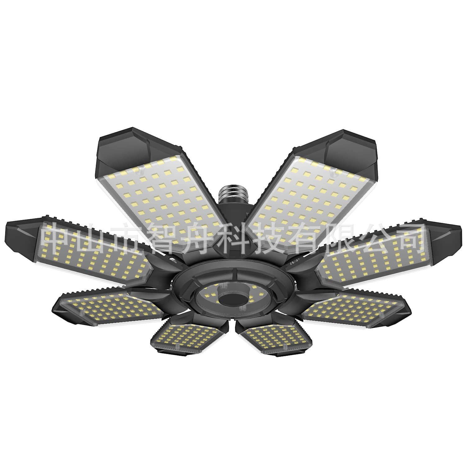 Cross-border new product factory private mold 8+1 six-leaf and eight-leaf garage light, foldable and deformable LED industrial and mining light, warehouse garage