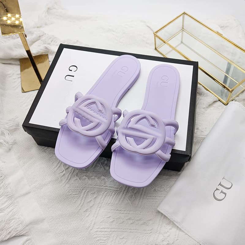 G-brand Women's One-Strap Slippers 2024 Summer New Style Dopamine Jelly Sole European-American Cross-border Export Casual Sandals Slipper