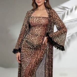 Amazon Hot Selling 2026 Summer New Sexy Tie-Up Leopard Print Deep V Slim Fit Fashion One-Piece Dress