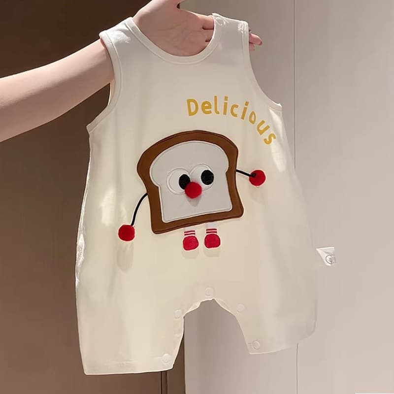 Summer wide shoulder jumpsuit baby baby clothes sleeveless thin cute baby clothes newborn crawling clothes summer clothes