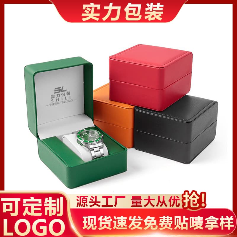 Cross-border PU Round Corner Watch Box Storage Box Premium Watch Packaging Box Green Watch Gift Box In Stock
