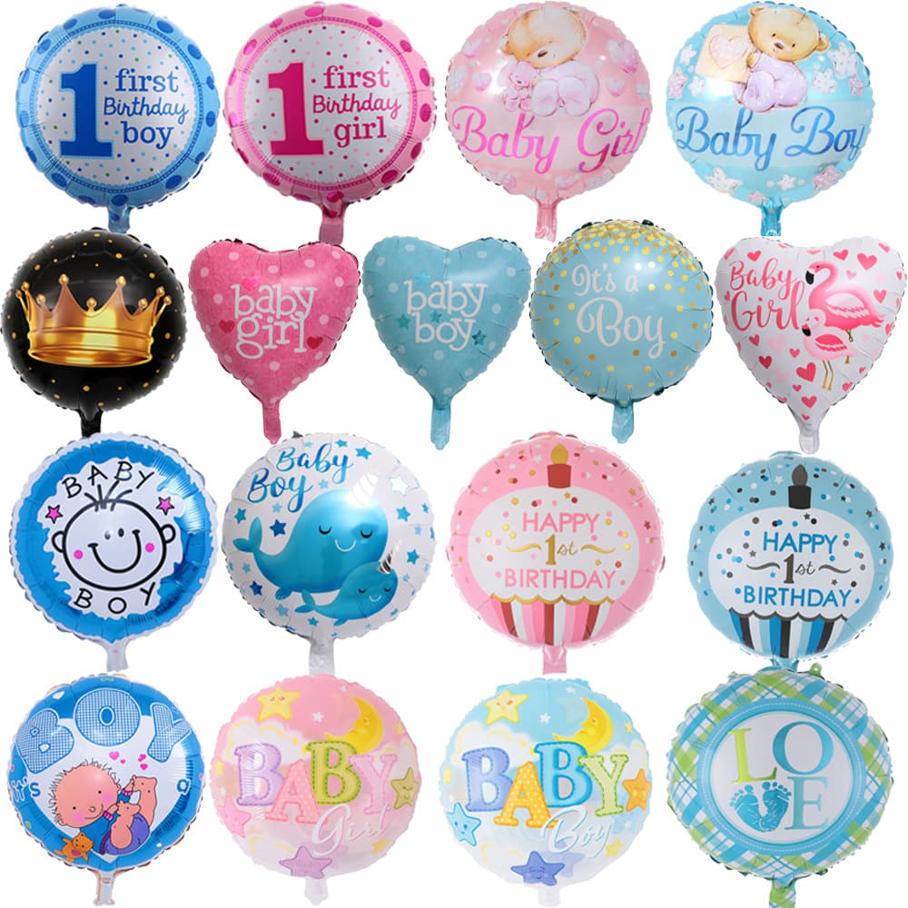 Wholesale 18 inch round crown balloon Baby series crown aluminum film Balloon Boys Girls Birthday party balloon