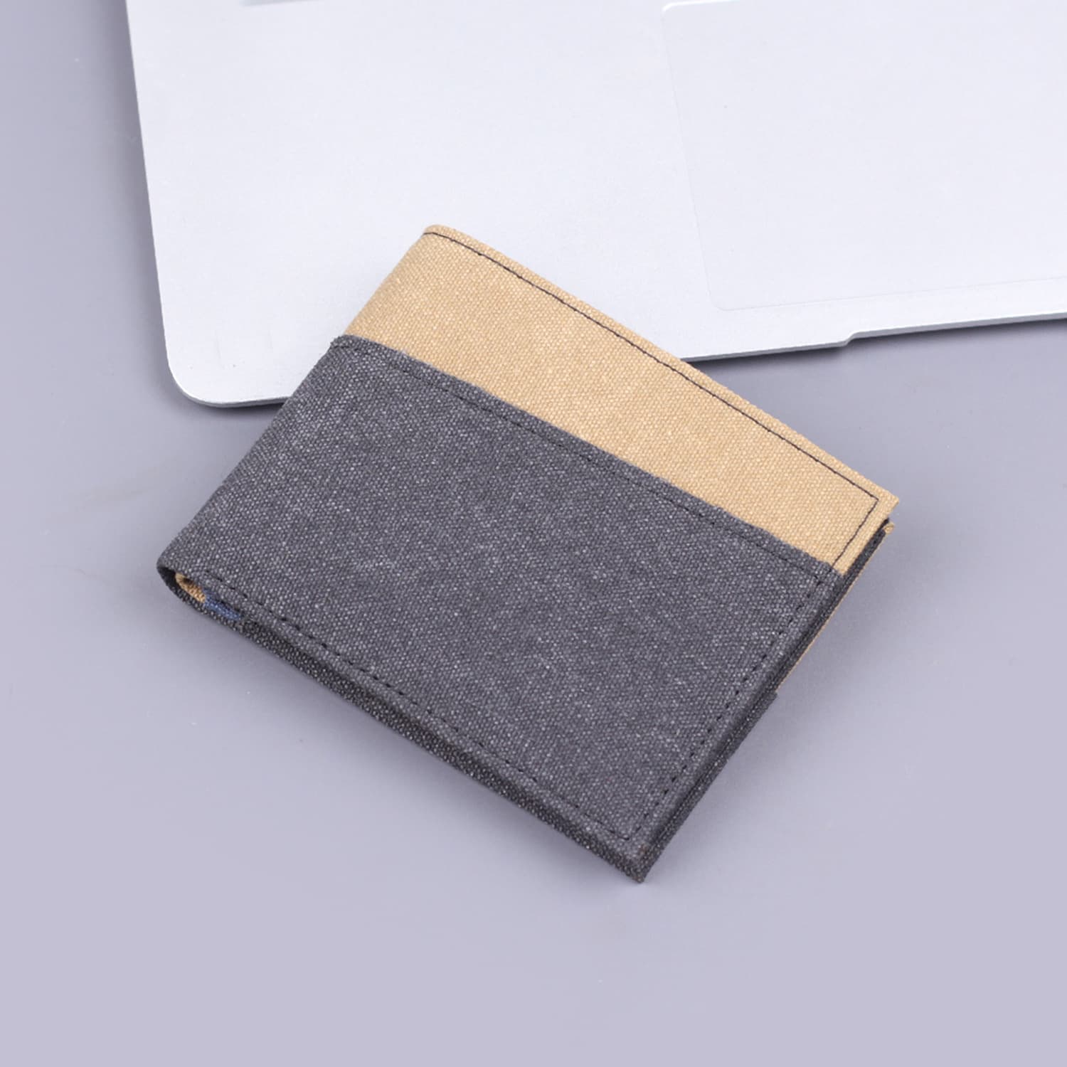 Men's Short Wallet Canvas Leather Wallet Men's Card Holder Two-Fold Denim Men's Money Clip Men Wallet