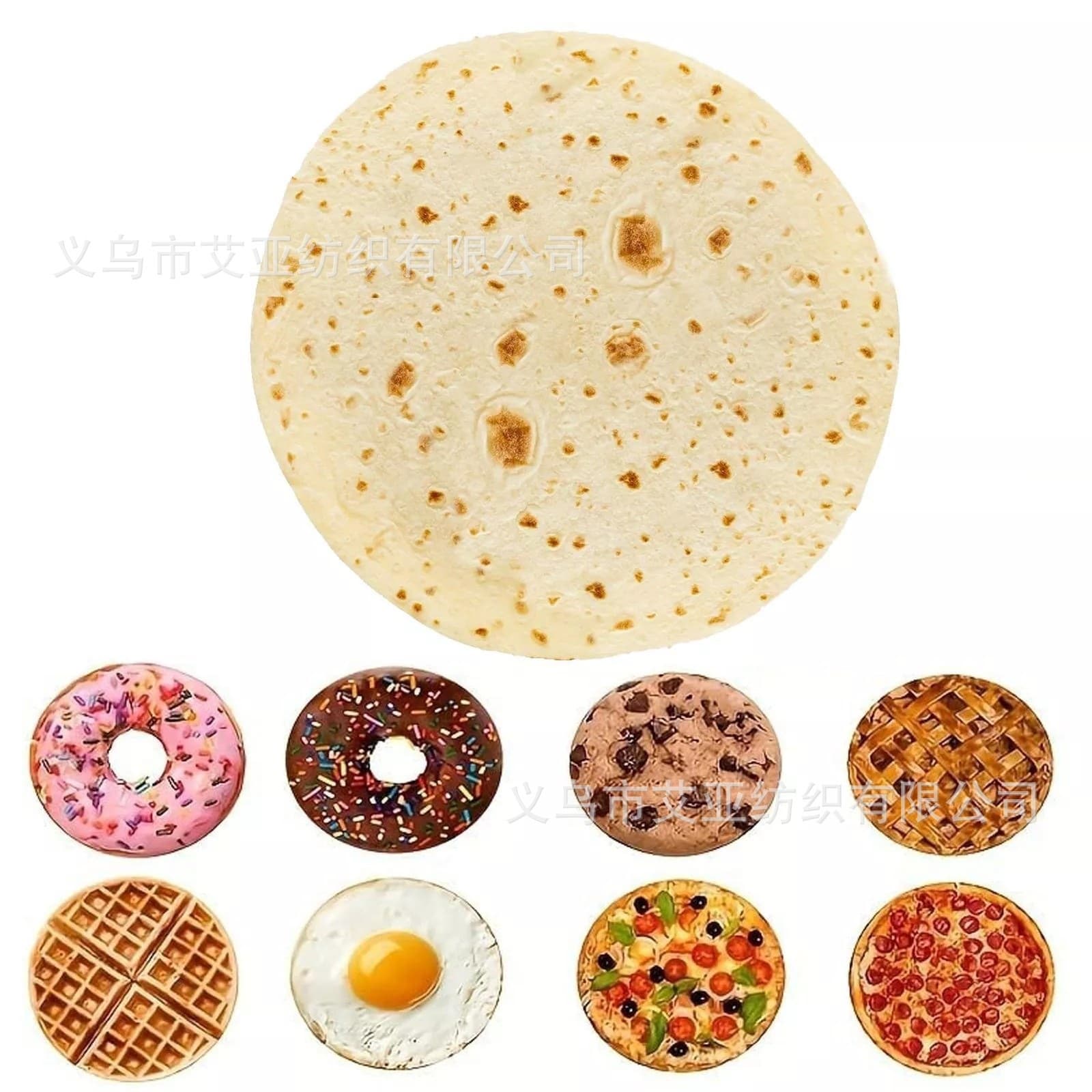 Cross-border Novelty Flannel Blanket Mexican Burrito Pizza Blanket Coral Fleece Throw Blanket Round Blanket for Air Conditioning