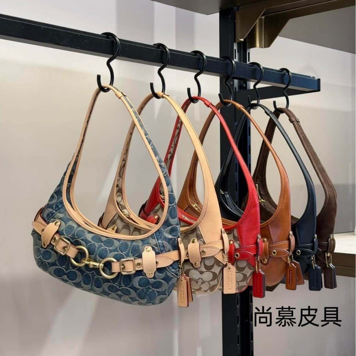 C New Belted Equestrian Saddle Bag Monogram Shoulder Underarm Bag Retro Motorcycle Bag Crescent Bag for Women