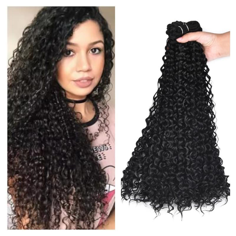 Cross-border EU/US AliExpress 10-24 Inch Long Curly Water Wave Small Curly Synthetic Hair Extension Weft
