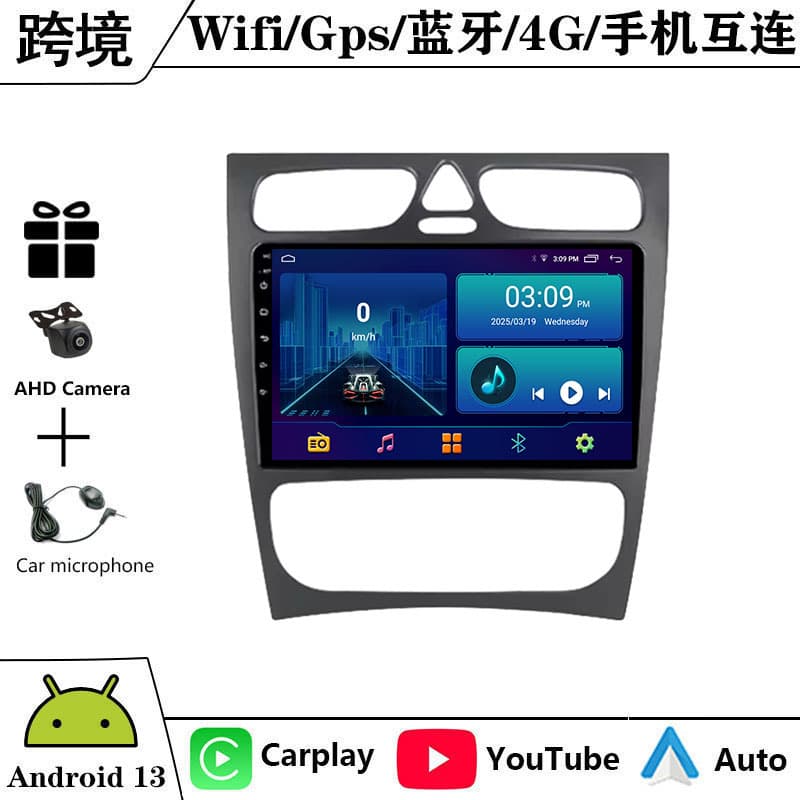 For 02-05 Mercedes-Benz C-Class Android Large Screen Navigation GPS Bluetooth Reverse Camera Carplay