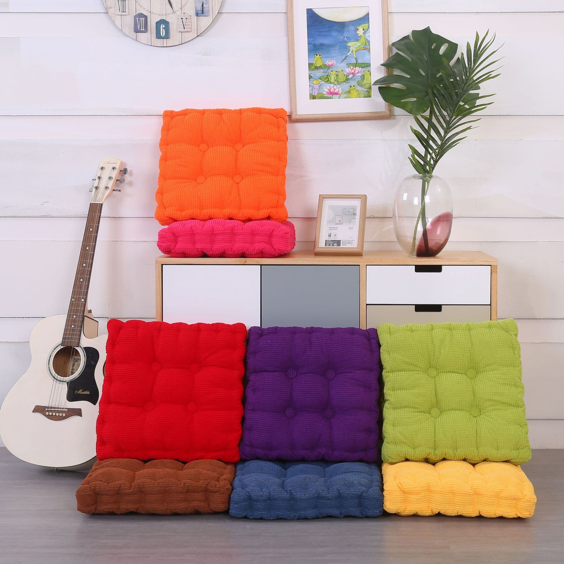 Manufacturer sales solid color seat cushion, tatami corduroy corn kernel seat pad, office chair cushion, backrest, and chair mat.