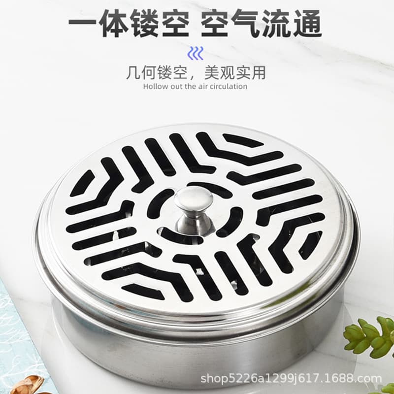 Stainless Steel Mosquito Coil Box Household with Cover Fireproof Mosquito Coil Box Outdoor Portable Incense Burner Stand Ash Tray Wholesale