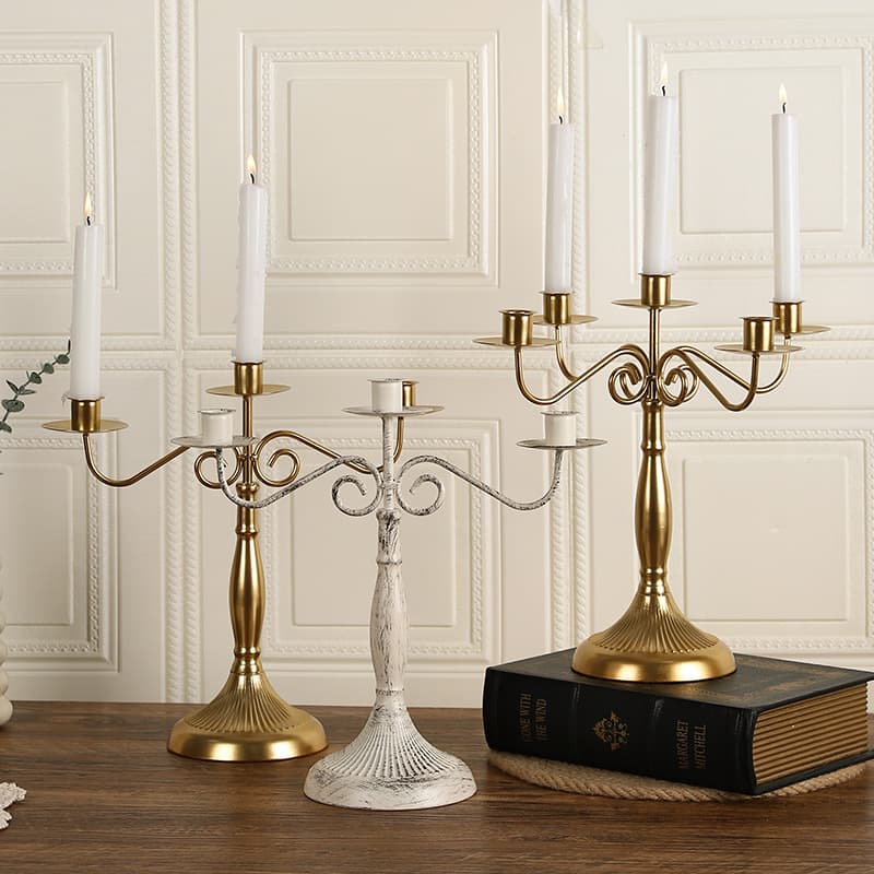 Cross-border bestseller vintage wrought iron candlestick for restaurant candlelight dinner candle decoration prop table decoration candle holder