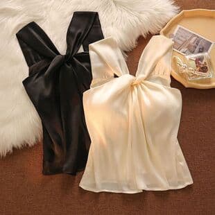 Summer Cross Neck Vest Top Women's Sexy Sweet Hot Girl Slimming Inner Wear Off-Shoulder Sleeveless Short Top
