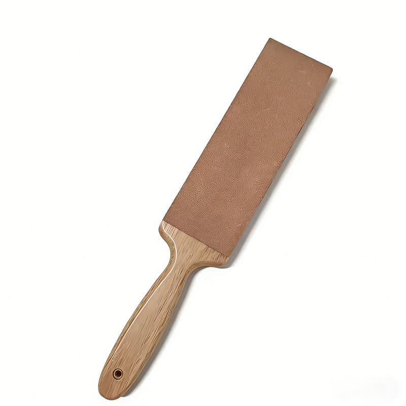 Double-sided Cowhide Wooden Handle Strop Board Sharpening Tool for Handmade Leather Polishing and Knife Sharpening