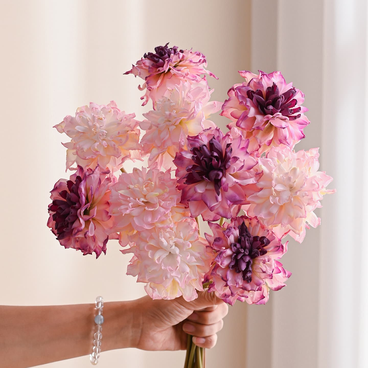 Artificial Dahlia Hibiscus Bouquet, Wedding Ceremony Hall Decoration, Home Decorative Fake Flower Scene Setting
