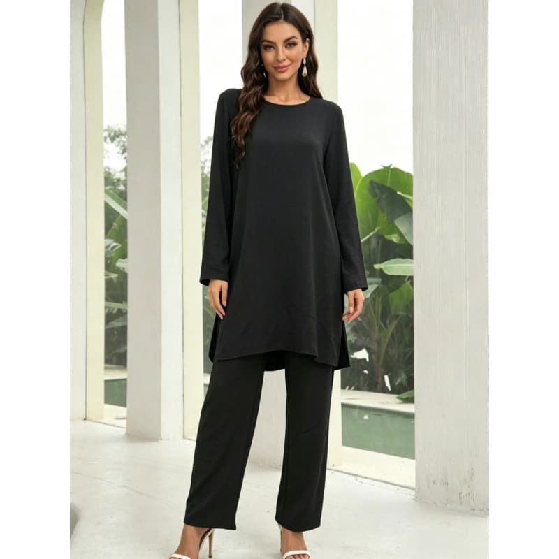 SHEIN AliExpress Amazon Fall/Winter Daily Solid Color Two-Piece Set