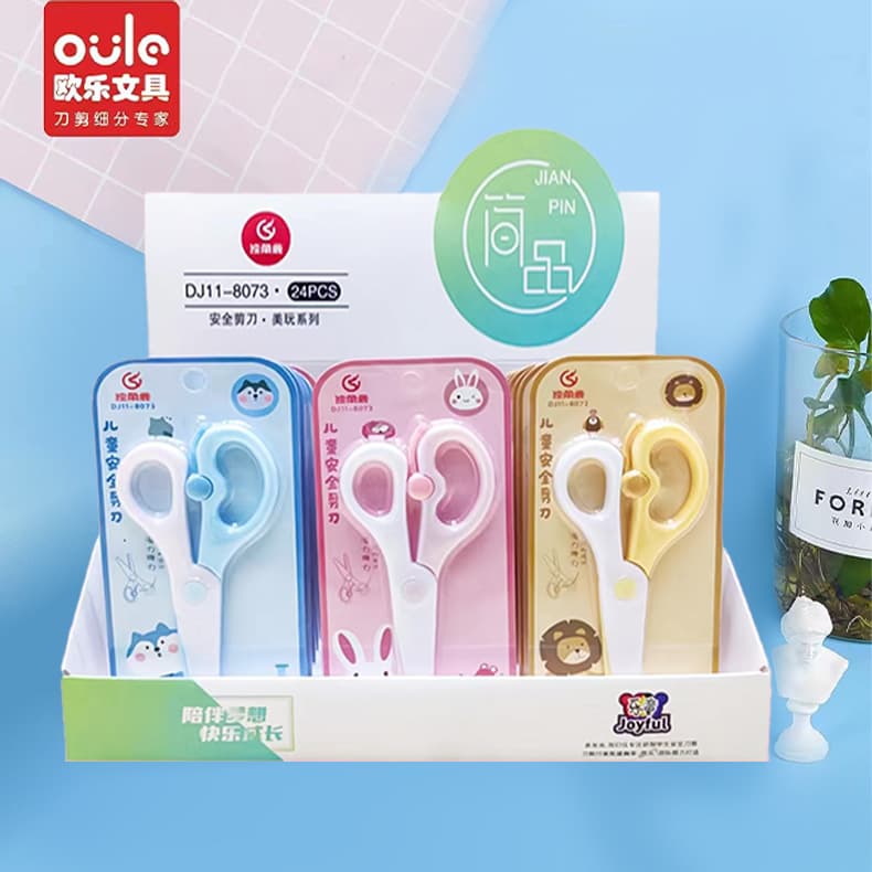 Oule Stationery Children's Assisted Plastic Scissors Macaron Series DIY Cute Scissors Student Handmade Non-Injury Scissors